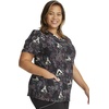 Cherokee Genuine Printed Scrubs for Women V-Neck Top 3 Pockets | Recycled Polyester Blend, Modern Classic Fit, Shaping Darts, Side Vents, Pediatric Clinic Shifts(Dog is My Zen)