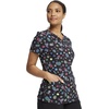 Cherokee Genuine Printed Scrubs for Women V-Neck Top 3 Pockets | Recycled Polyester Blend, Modern Classic Fit, Shaping Darts, Side Vents, Pediatric Clinic Shifts(Checker Dots)