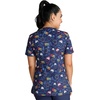 Cherokee Genuine Printed Scrubs for Women V-Neck Top 3 Pockets | Recycled Polyester Blend, Modern Classic Fit, Shaping Darts, Side Vents, Pediatric Clinic Shifts(Sweet Tooth)