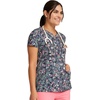 Cherokee Genuine Printed Scrubs for Women V-Neck Top 3 Pockets | Recycled Polyester Blend, Modern Classic Fit, Shaping Darts, Side Vents, Pediatric Clinic Shifts(What the Speck?)
