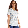 Cherokee Genuine Printed Scrubs for Women V-Neck Top 3 Pockets | Recycled Polyester Blend, Modern Classic Fit, Shaping Darts, Side Vents, Pediatric Clinic Shifts(Owl Together Now)