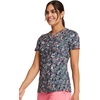 Cherokee Genuine Printed Scrubs for Women V-Neck Top 3 Pockets | Recycled Polyester Blend, Modern Classic Fit, Shaping Darts, Side Vents, Pediatric Clinic Shifts(What the Speck?)