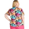 Cherokee Genuine Printed Scrubs for Women V-Neck Top 3 Pockets | Recycled Polyester Blend, Modern Classic Fit, Shaping Darts, Side Vents, Pediatric Clinic Shifts(Garden Rainbow)