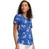 Cherokee Genuine Printed Scrubs for Women V-Neck Top 3 Pockets | Recycled Polyester Blend, Modern Classic Fit, Shaping Darts, Side Vents, Pediatric Clinic Shifts(Born to Stand Out)