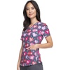 Cherokee Genuine Printed Scrubs for Women V-Neck Top 3 Pockets | Recycled Polyester Blend, Modern Classic Fit, Shaping Darts, Side Vents, Pediatric Clinic Shifts(Dog is Love)
