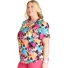 Cherokee Genuine Printed Scrubs for Women V-Neck Top 3 Pockets | Recycled Polyester Blend, Modern Classic Fit, Shaping Darts, Side Vents, Pediatric Clinic Shifts(Garden Rainbow)