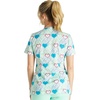 Cherokee Genuine Printed Scrubs for Women V-Neck Top 3 Pockets | Recycled Polyester Blend, Modern Classic Fit, Shaping Darts, Side Vents, Pediatric Clinic Shifts(Retro Romance)