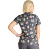 Cherokee Genuine Printed Scrubs for Women V-Neck Top 3 Pockets | Recycled Polyester Blend, Modern Classic Fit, Shaping Darts, Side Vents, Pediatric Clinic Shifts(Feline Friendly)