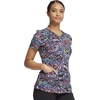 Cherokee Genuine Printed Scrubs for Women V-Neck Top 3 Pockets | Recycled Polyester Blend, Modern Classic Fit, Shaping Darts, Side Vents, Pediatric Clinic Shifts(Work of Heart)