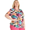 Cherokee Genuine Printed Scrubs for Women V-Neck Top 3 Pockets | Recycled Polyester Blend, Modern Classic Fit, Shaping Darts, Side Vents, Pediatric Clinic Shifts(Garden Rainbow)