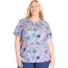 Cherokee Genuine Printed Scrubs for Women V-Neck Top 3 Pockets | Recycled Polyester Blend, Modern Classic Fit, Shaping Darts, Side Vents, Pediatric Clinic Shifts(Blooming Bugs)
