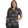 Cherokee Genuine Printed Scrubs for Women V-Neck Top 3 Pockets | Recycled Polyester Blend, Modern Classic Fit, Shaping Darts, Side Vents, Pediatric Clinic Shifts(Dog is My Zen)