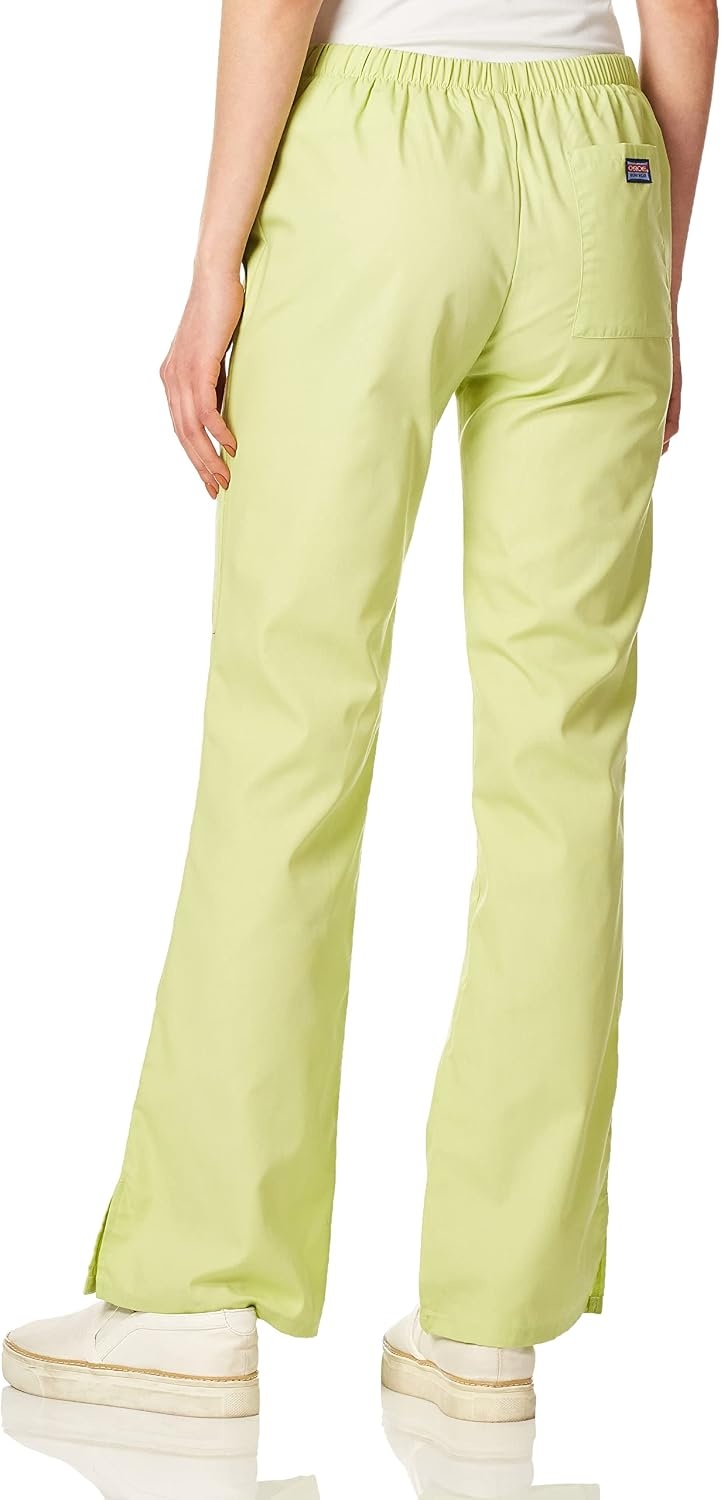 image:imageCherokee WW Originals Scrub Pants for Women Flare Leg 3 Pockets PolyCotton Poplin Fade Resistant Drawstring amp Elastic Waist Durable Fabric Easy Care Healthcare And Service WorkCeladon