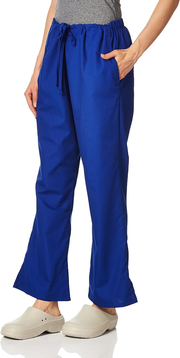 image:imageCherokee WW Originals Scrub Pants for Women Flare Leg 3 Pockets PolyCotton Poplin Fade Resistant Drawstring amp Elastic Waist Durable Fabric Easy Care Healthcare And Service WorkGalaxy Blue