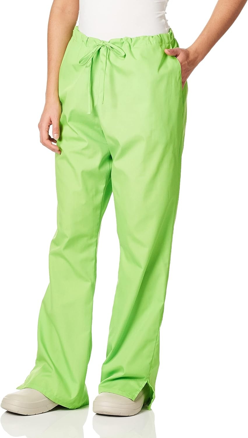 image:imageCherokee WW Originals Scrub Pants for Women Flare Leg 3 Pockets PolyCotton Poplin Fade Resistant Drawstring amp Elastic Waist Durable Fabric Easy Care Healthcare And Service WorkLime Green