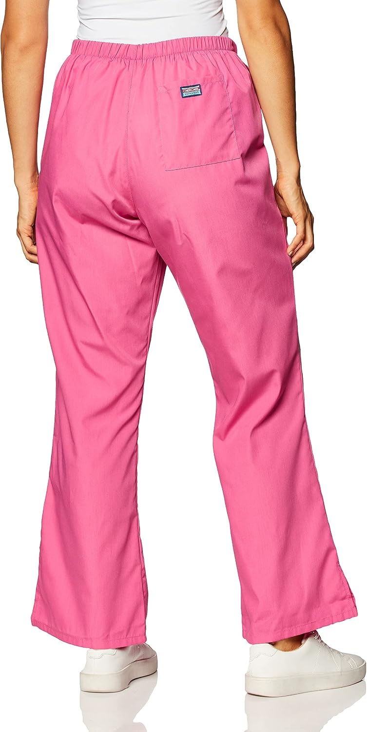 image:imageCherokee WW Originals Scrub Pants for Women Flare Leg 3 Pockets PolyCotton Poplin Fade Resistant Drawstring amp Elastic Waist Durable Fabric Easy Care Healthcare And Service WorkShocking Pink
