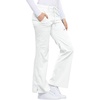 Cherokee Luxe Women Scrubs Pant Low Rise Flare Leg Drawstring Cargo 21100 | Contemporary Fit, Elastic Back Waist, Hip Yoke, Instrument Loop, Side Vents, Double-Needle Stitching, Workwear(White)