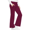 Cherokee Luxe Women Scrubs Pant Low Rise Flare Leg Drawstring Cargo 21100 | Contemporary Fit, Elastic Back Waist, Hip Yoke, Instrument Loop, Side Vents, Double-Needle Stitching, Workwear(Wine)
