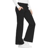 Cherokee Luxe Women Scrubs Pant Low Rise Flare Leg Drawstring Cargo 21100 | Contemporary Fit, Elastic Back Waist, Hip Yoke, Instrument Loop, Side Vents, Double-Needle Stitching, Workwear(Black)