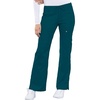 Cherokee Luxe Women Scrubs Pant Low Rise Flare Leg Drawstring Cargo 21100 | Contemporary Fit, Elastic Back Waist, Hip Yoke, Instrument Loop, Side Vents, Double-Needle Stitching, Workwear(Caribbean Blue)
