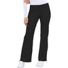 Cherokee Luxe Women Scrubs Pant Low Rise Flare Leg Drawstring Cargo 21100 | Contemporary Fit, Elastic Back Waist, Hip Yoke, Instrument Loop, Side Vents, Double-Needle Stitching, Workwear(Black)