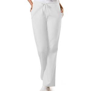 Cherokee WW Originals Scrub Pants for Women Flare Leg 3 Pockets | Poly-Cotton Poplin, Fade Resistant, Drawstring & Elastic Waist, Durable Fabric, Easy Care, Healthcare And Service Work(White)