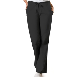 Cherokee WW Originals Scrub Pants for Women Flare Leg 3 Pockets | Poly-Cotton Poplin, Fade Resistant, Drawstring & Elastic Waist, Durable Fabric, Easy Care, Healthcare And Service Work(Black)