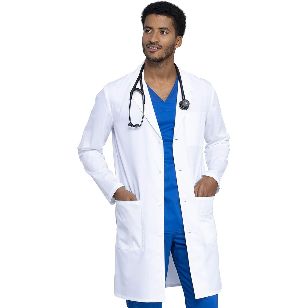 image:imageCherokee Men Scrubs Lab Coat Workwear Revolution Tech 40 WW410AB Traditional Notch Lapel SelfCovered Buttons Back Yoke Professional Mobility Machine Washable Healthcare Use