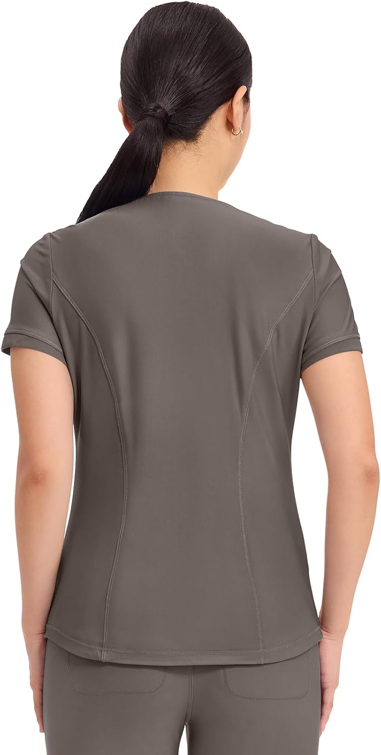 image:imageCherokee Scrub Top Women VNeck Classic Fit 2 Pocket Form Medical Scrubs Moisture Wicking Fabric Easy Care Curved Hemline Power Mesh Details Angled Yoke Panels Princess SeamsIron