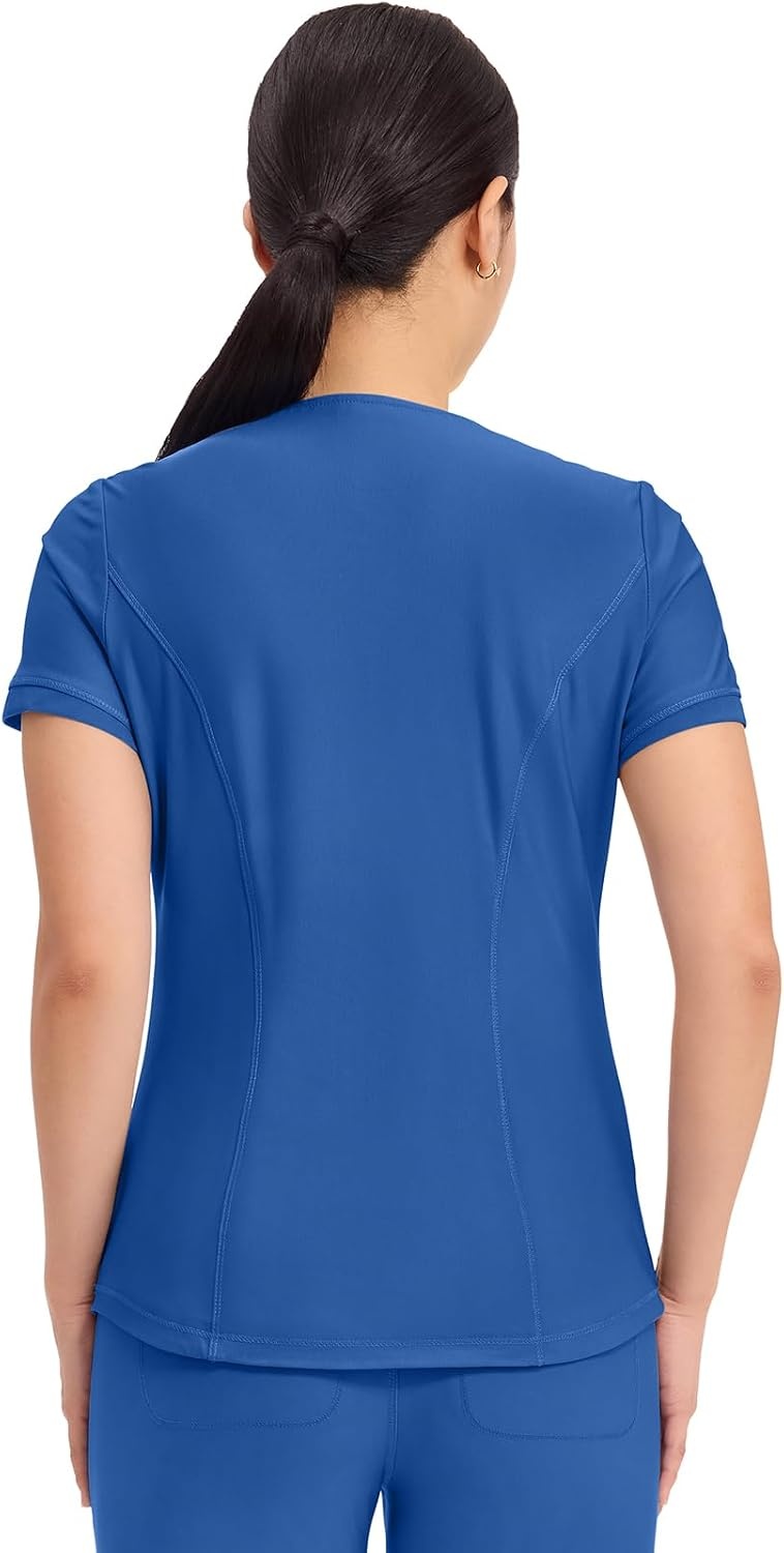 image:imageCherokee Scrub Top Women VNeck Classic Fit 2 Pocket Form Medical Scrubs Moisture Wicking Fabric Easy Care Curved Hemline Power Mesh Details Angled Yoke Panels Princess SeamsRoyal