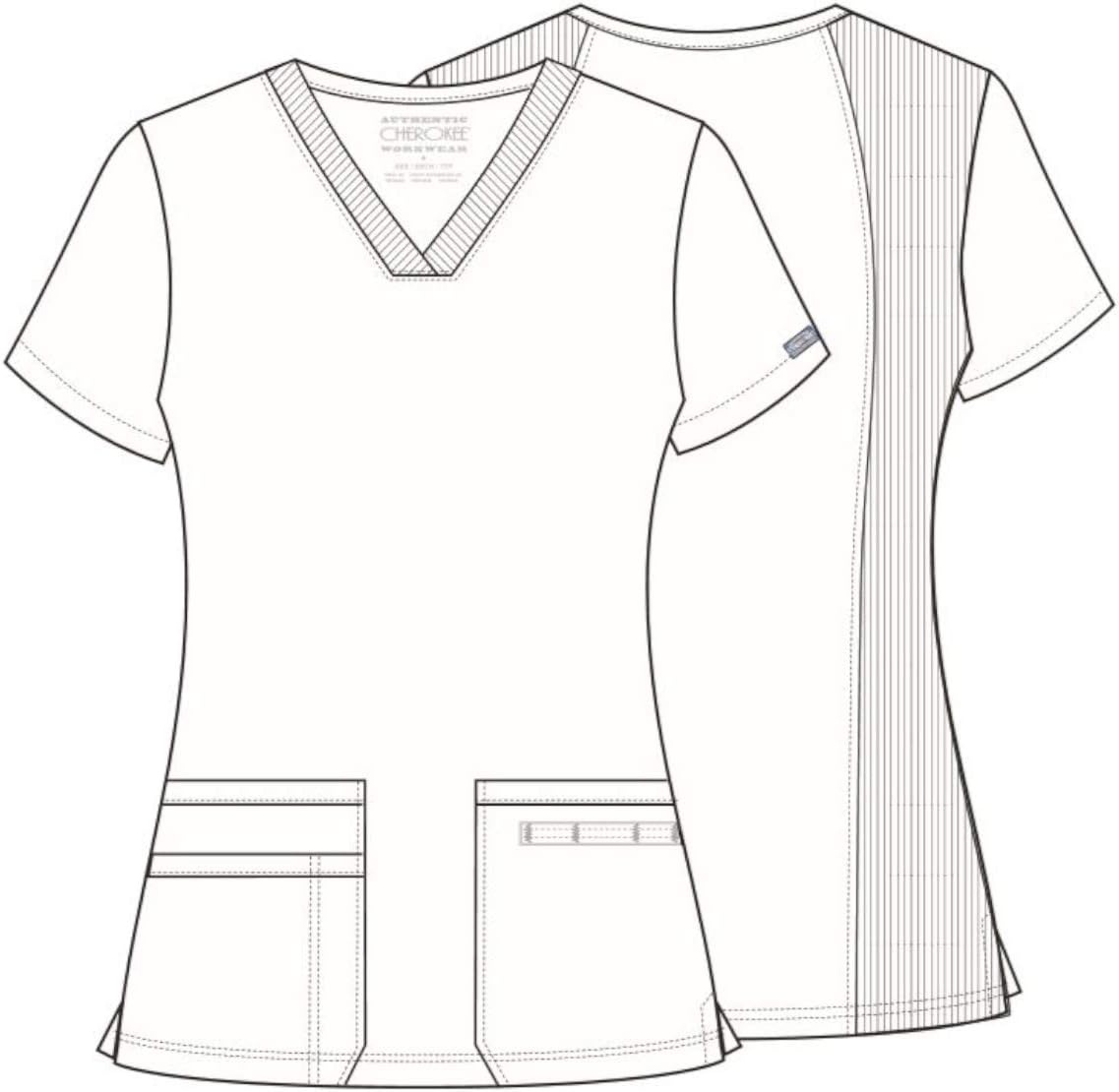 image:imageCherokee WW Originals Womens VNeck Scrub Top Nurse Shirt with 3 Pockets Poplin Fabric Fade Resistant Slim Contemporary Fit RibKnit Side Panels All Day Comfort Easy Care For Healthcare ShiftsWine