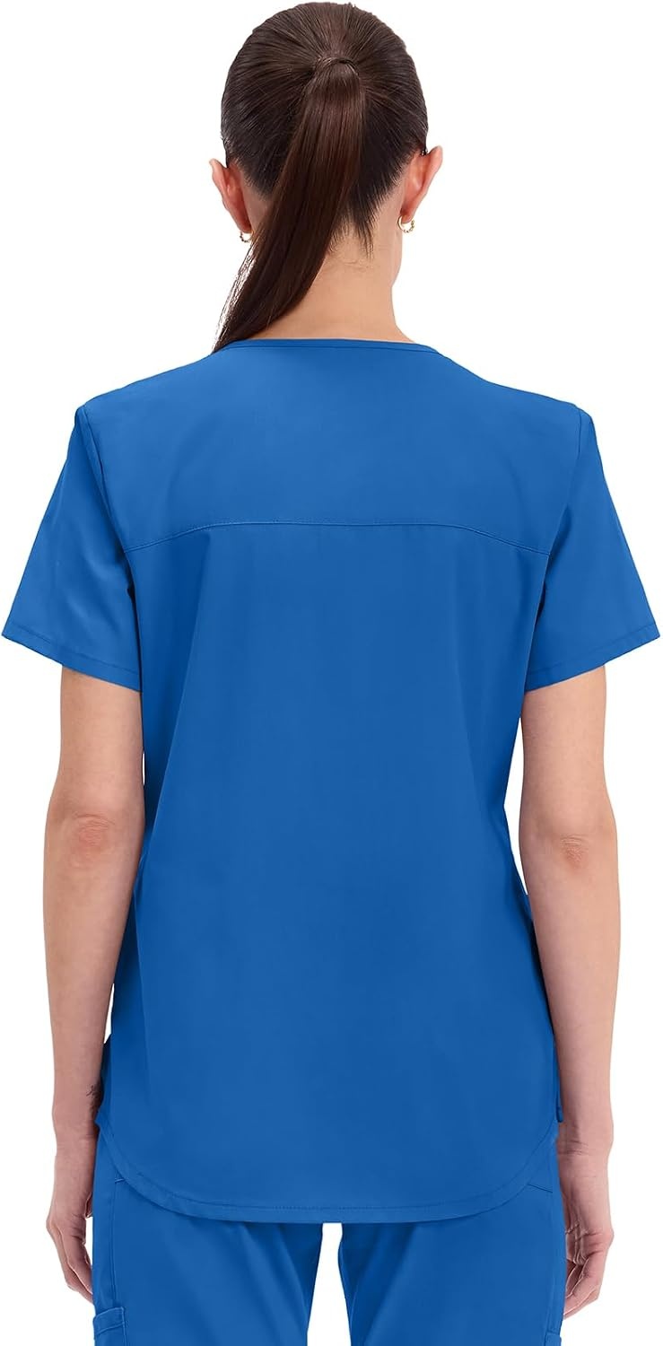 image:imageCherokee WW Professionals Scrubs for Women VNeck Top with 3 Pockets FadeResistant Soft Stretch Fabric Shirttail Hem Side Vents Comfortable Mobility Easy Care Healthcare WorkwearRoyal