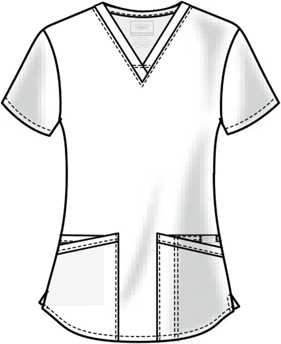 image:imageCherokee WW Professionals Scrubs for Women VNeck Top with 3 Pockets FadeResistant Soft Stretch Fabric Shirttail Hem Side Vents Comfortable Mobility Easy Care Healthcare WorkwearCiel