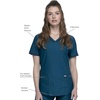 Cherokee Scrub Top Women V-Neck Classic Fit 2 Pocket Form Medical Scrubs | Moisture Wicking Fabric, Easy Care, Curved Hemline, Power Mesh Details, Angled Yoke Panels, Princess Seams(Caribbean Blue)