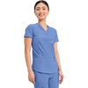 Cherokee Scrub Top Women V-Neck Classic Fit 2 Pocket Form Medical Scrubs | Moisture Wicking Fabric, Easy Care, Curved Hemline, Power Mesh Details, Angled Yoke Panels, Princess Seams(Ciel Blue)