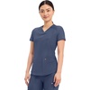 Cherokee Scrub Top Women V-Neck Classic Fit 2 Pocket Form Medical Scrubs | Moisture Wicking Fabric, Easy Care, Curved Hemline, Power Mesh Details, Angled Yoke Panels, Princess Seams(Navy)
