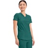 Cherokee Scrub Top Women V-Neck Classic Fit 2 Pocket Form Medical Scrubs | Moisture Wicking Fabric, Easy Care, Curved Hemline, Power Mesh Details, Angled Yoke Panels, Princess Seams(Hunter Green)