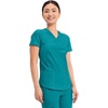 Cherokee Scrub Top Women V-Neck Classic Fit 2 Pocket Form Medical Scrubs | Moisture Wicking Fabric, Easy Care, Curved Hemline, Power Mesh Details, Angled Yoke Panels, Princess Seams(Teal Blue)