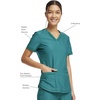 Cherokee Scrub Top Women V-Neck Classic Fit 2 Pocket Form Medical Scrubs | Moisture Wicking Fabric, Easy Care, Curved Hemline, Power Mesh Details, Angled Yoke Panels, Princess Seams(Hunter Green)