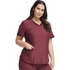Cherokee Scrub Top Women V-Neck Classic Fit 2 Pocket Form Medical Scrubs | Moisture Wicking Fabric, Easy Care, Curved Hemline, Power Mesh Details, Angled Yoke Panels, Princess Seams(Cabernet)