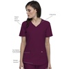 Cherokee Scrub Top Women V-Neck Classic Fit 2 Pocket Form Medical Scrubs | Moisture Wicking Fabric, Easy Care, Curved Hemline, Power Mesh Details, Angled Yoke Panels, Princess Seams(Wine)