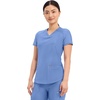 Cherokee Scrub Top Women V-Neck Classic Fit 2 Pocket Form Medical Scrubs | Moisture Wicking Fabric, Easy Care, Curved Hemline, Power Mesh Details, Angled Yoke Panels, Princess Seams(Ciel Blue)