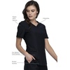 Cherokee Scrub Top Women V-Neck Classic Fit 2 Pocket Form Medical Scrubs | Moisture Wicking Fabric, Easy Care, Curved Hemline, Power Mesh Details, Angled Yoke Panels, Princess Seams(Black)