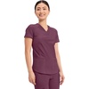 Cherokee Scrub Top Women V-Neck Classic Fit 2 Pocket Form Medical Scrubs | Moisture Wicking Fabric, Easy Care, Curved Hemline, Power Mesh Details, Angled Yoke Panels, Princess Seams(Wine)