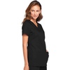 Cherokee WW Originals Women’s V-Neck Scrub Top Nurse Shirt with 3 Pockets | Poplin Fabric, Fade Resistant, Slim Contemporary Fit, Rib-Knit Side Panels, All Day Comfort, Easy Care For Healthcare Shifts(Black)