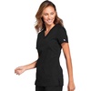 Cherokee WW Originals Women’s V-Neck Scrub Top Nurse Shirt with 3 Pockets | Poplin Fabric, Fade Resistant, Slim Contemporary Fit, Rib-Knit Side Panels, All Day Comfort, Easy Care For Healthcare Shifts(Black)