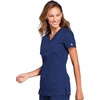 Cherokee WW Originals Women’s V-Neck Scrub Top Nurse Shirt with 3 Pockets | Poplin Fabric, Fade Resistant, Slim Contemporary Fit, Rib-Knit Side Panels, All Day Comfort, Easy Care For Healthcare Shifts(Navy)