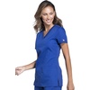 Cherokee WW Originals Women’s V-Neck Scrub Top Nurse Shirt with 3 Pockets | Poplin Fabric, Fade Resistant, Slim Contemporary Fit, Rib-Knit Side Panels, All Day Comfort, Easy Care For Healthcare Shifts(Galaxy Blue)
