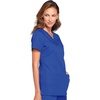 Cherokee WW Originals Women’s V-Neck Scrub Top Nurse Shirt with 3 Pockets | Poplin Fabric, Fade Resistant, Slim Contemporary Fit, Rib-Knit Side Panels, All Day Comfort, Easy Care For Healthcare Shifts(Royal)