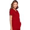 Cherokee WW Originals Women’s V-Neck Scrub Top Nurse Shirt with 3 Pockets | Poplin Fabric, Fade Resistant, Slim Contemporary Fit, Rib-Knit Side Panels, All Day Comfort, Easy Care For Healthcare Shifts(Red)